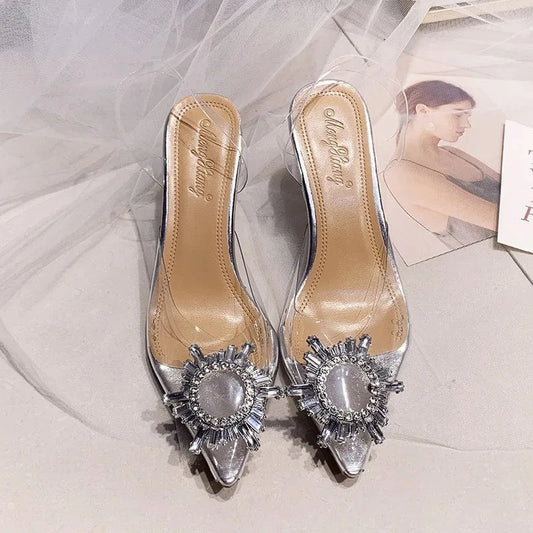 2022 Newest Ladies High Heel Slippers Women Crystal Heel Stiletto Sandals