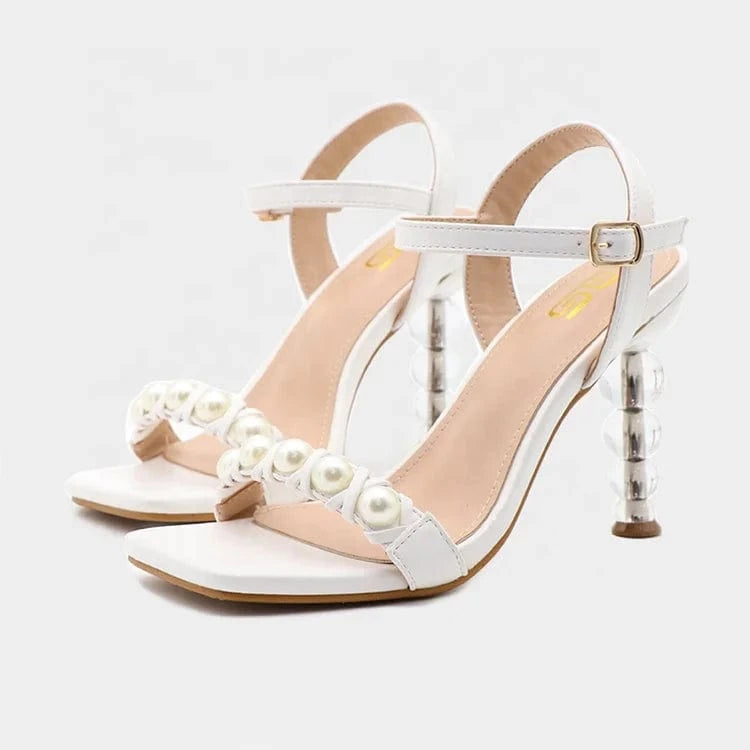 2022 Open Toe Square Head Rubber Pu Fashion Leather Trend Ankle T-Strap Female Ladies Slippers Summer Women Shoes Heeled Sandals