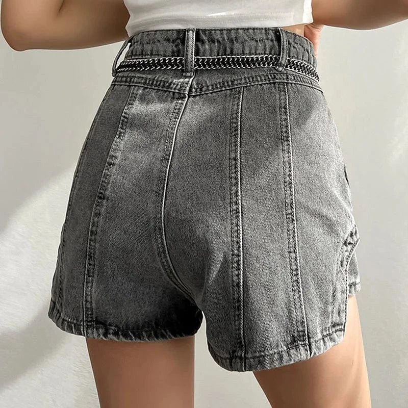 2022 Spring Summer New Arrival Fashion Design Gray Irregular Denim Shorts Skirt Women Short Jeans