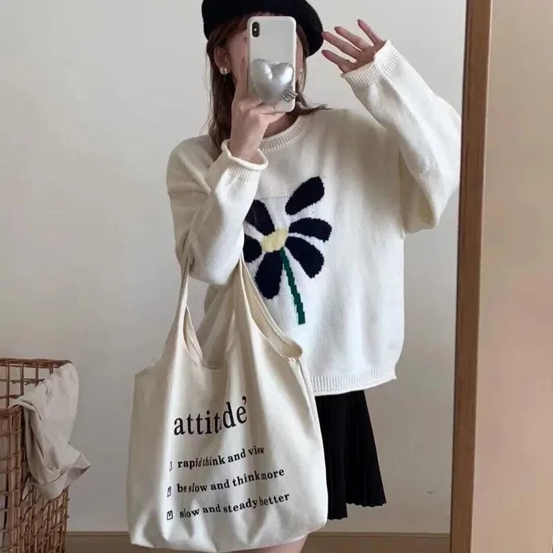 2023 autumn new high-quality fashion women's loose crew-neck sweater