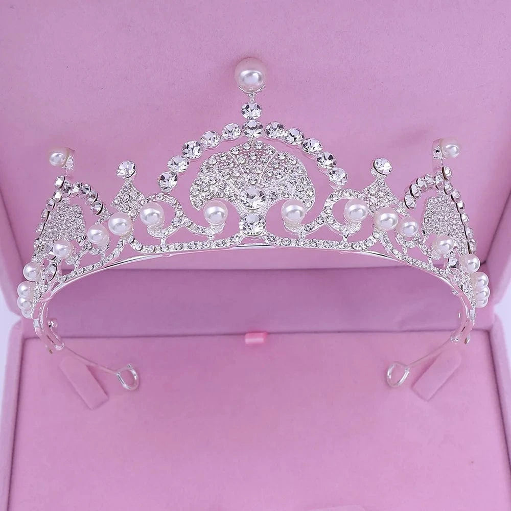 2023 Bride Headdress Wedding Accessories Three-piece Pearl Necklace Earrings Wedding Crown Tiara Necklaces Jewelry Set