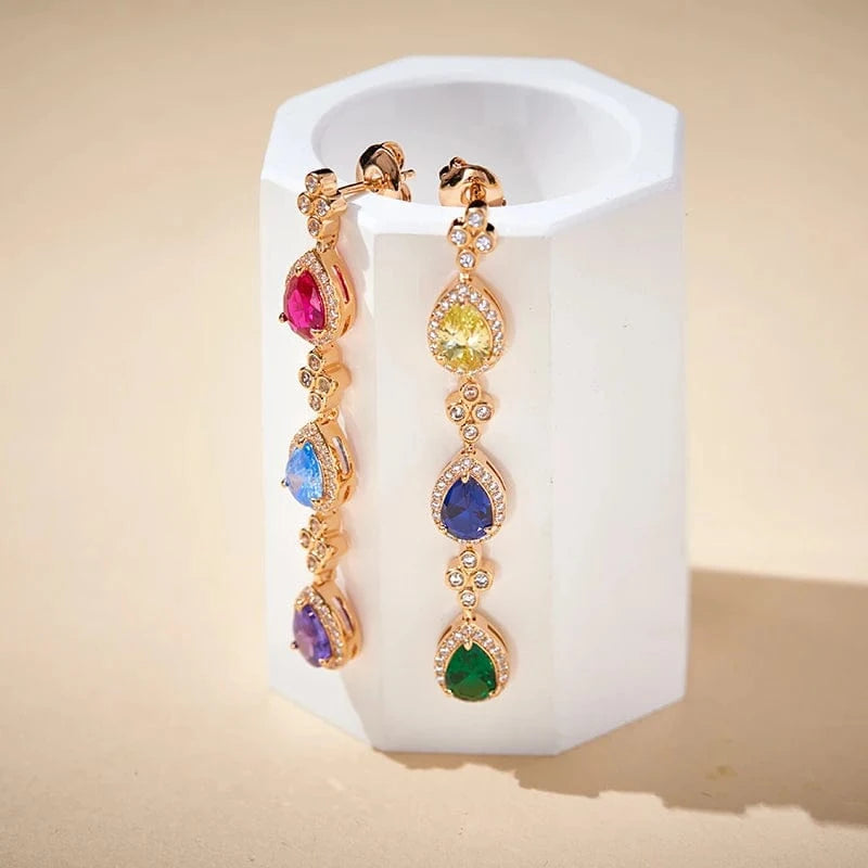 2023 Classic Jewelry Set Delicate Dubai Women's Colorful Necklace Earrings Ring Bracelet Banquet Jewelry