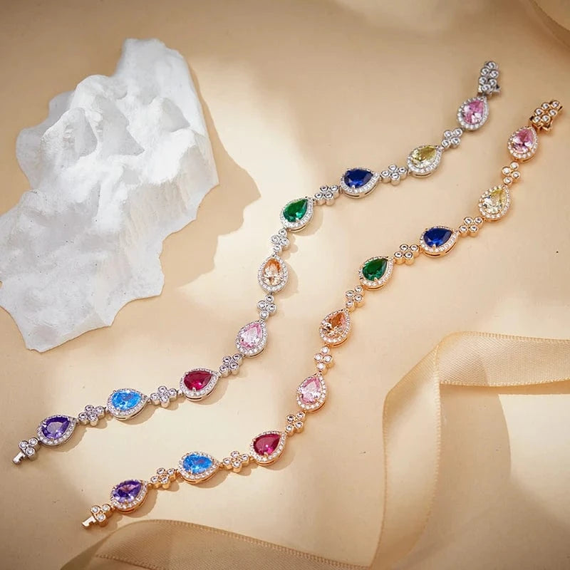 2023 Classic Jewelry Set Delicate Dubai Women's Colorful Necklace Earrings Ring Bracelet Banquet Jewelry