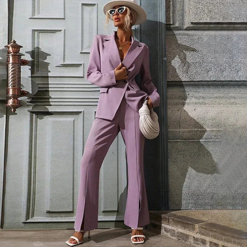 2023 Custom High Quality Fashion Casual Elegant Long Sleeve Femme Formal Wholesale Blazer Suit Two Piece Set Ladies Women
