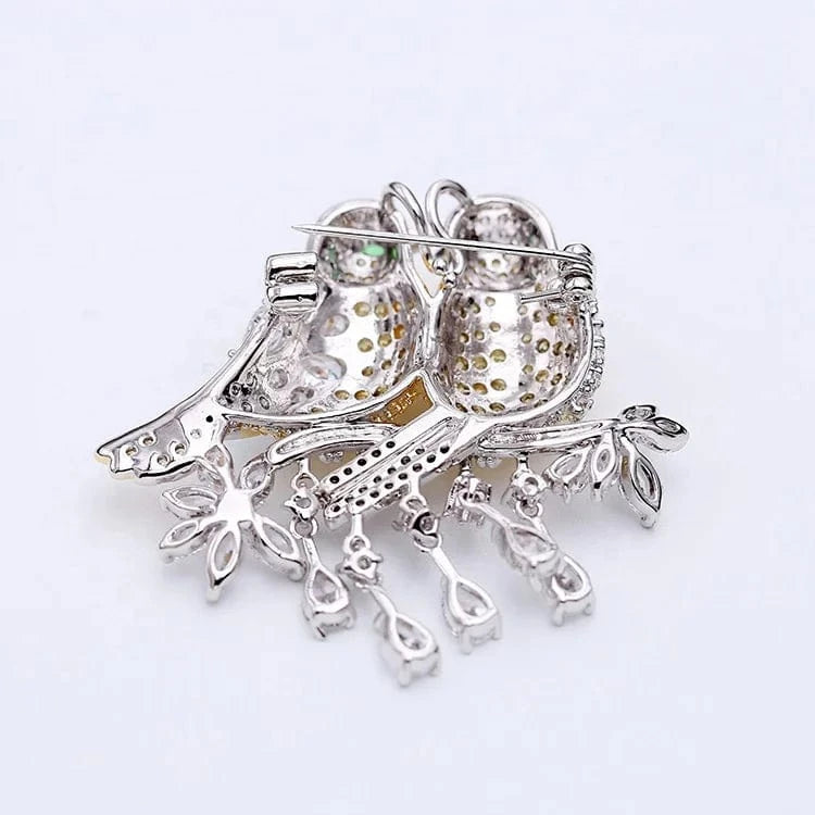 2023 Fashion Designer Brooches Two Magpies Branch Love Bird Brooches Women Pin