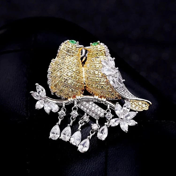 2023 Fashion Designer Brooches Two Magpies Branch Love Bird Brooches Women Pin