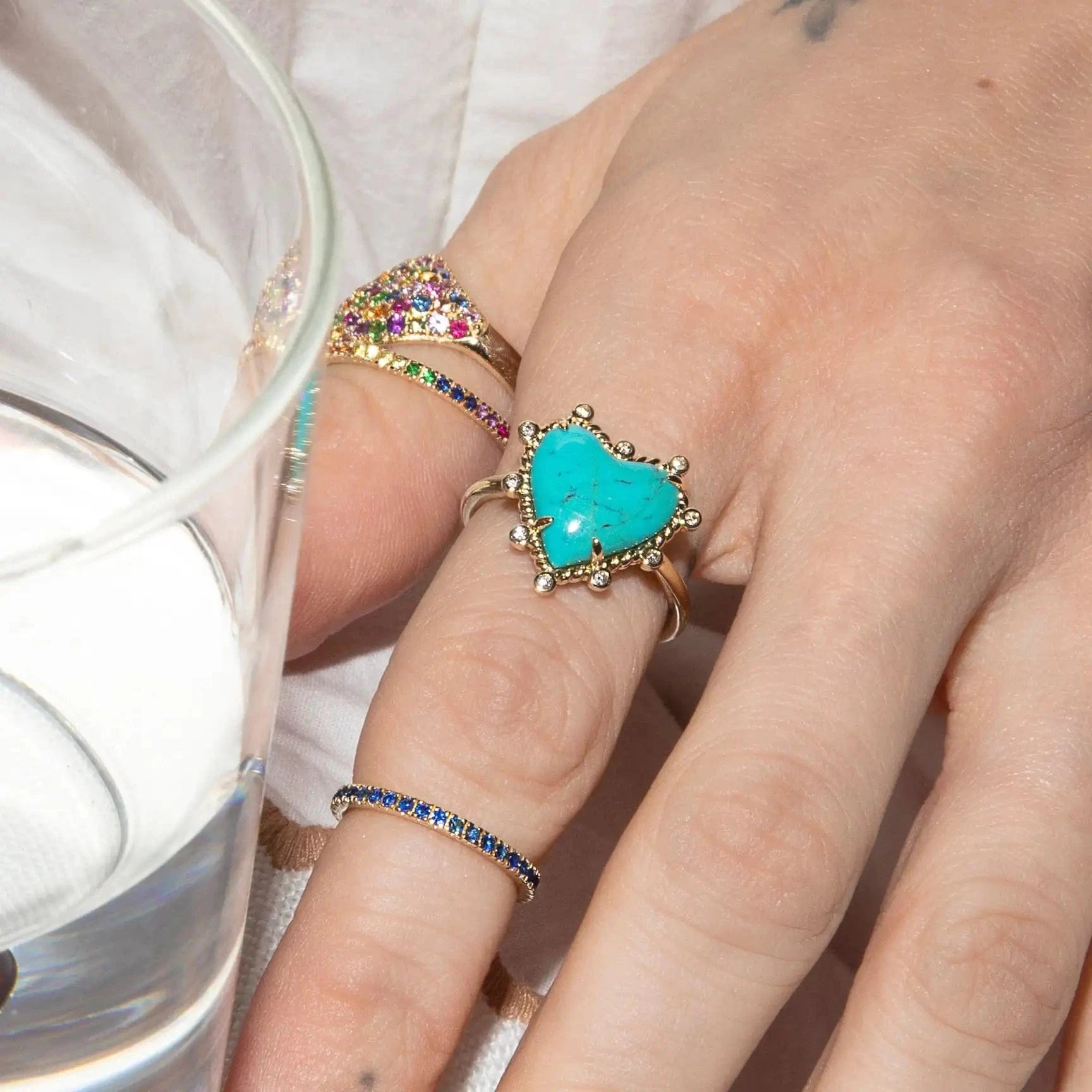 2023 Fashion Fine Women Girl Gift Jewelry Set Micro Pave 5A CZ Prong Setting Heart Shape Turquoise Necklace