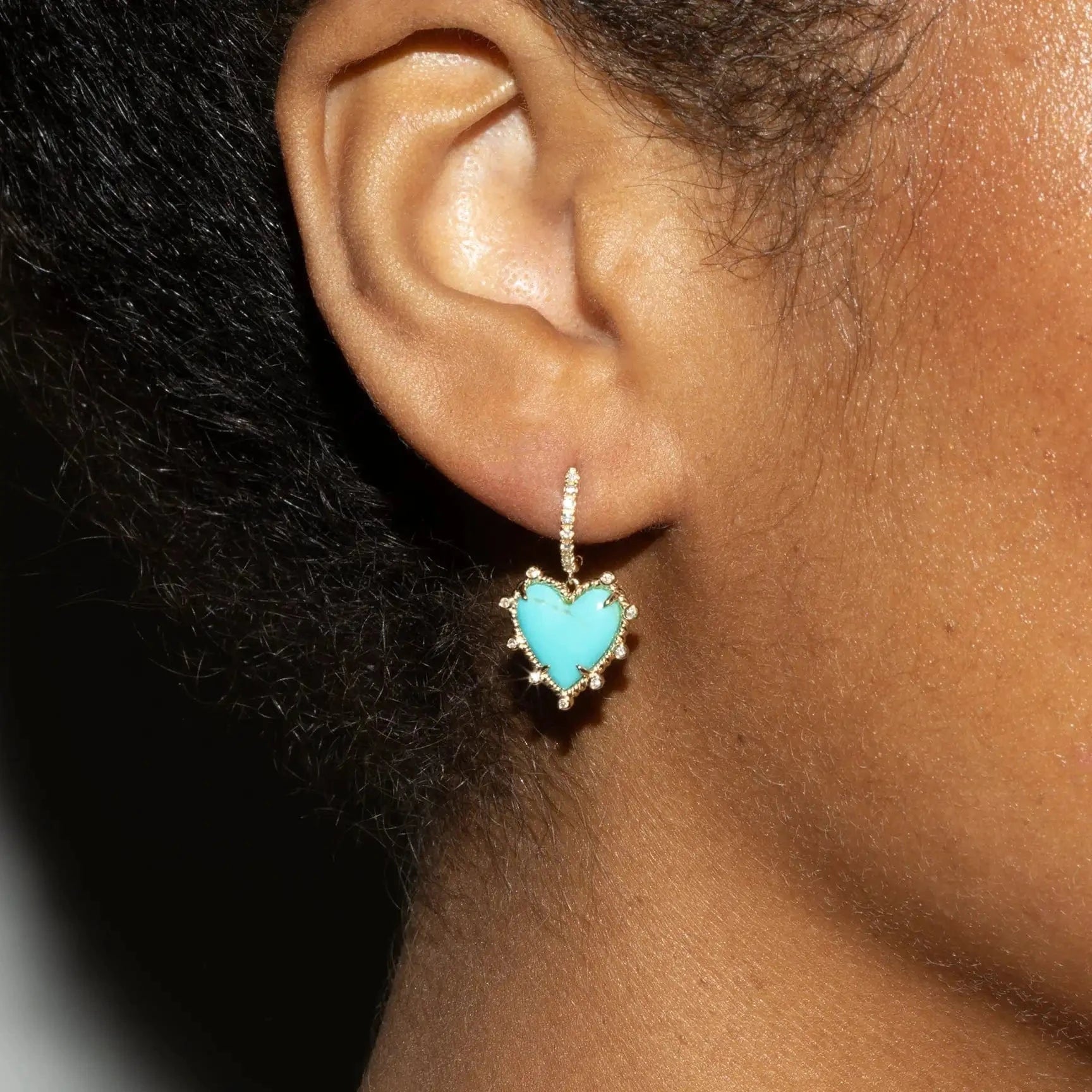 2023 Fashion Fine Women Girl Gift Jewelry Set Micro Pave 5A CZ Prong Setting Heart Shape Turquoise Necklace