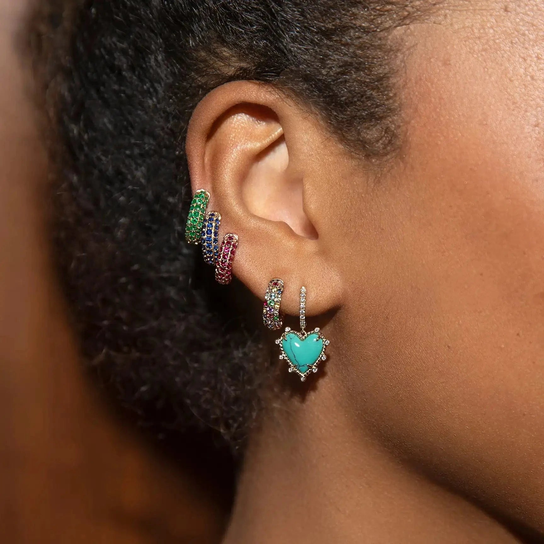 2023 Fashion Fine Women Girl Gift Jewelry Set Micro Pave 5A CZ Prong Setting Heart Shape Turquoise Necklace