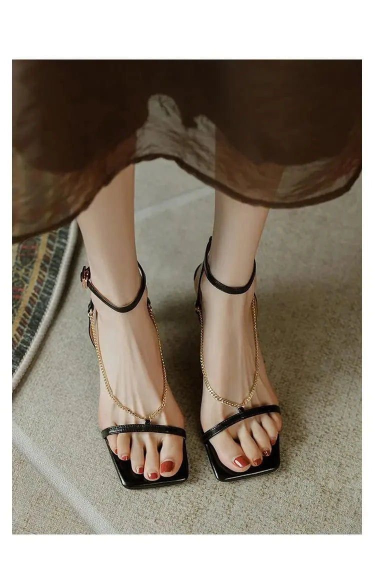 2023 High Heels Shoes For Women Gold Elegant Sandales Femme Fashion Streetwear New High Quality High Heel Sandals