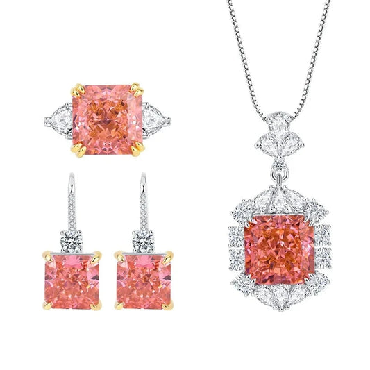 2023 Hot seller Dubai  luxury texture 100% s 925 sterling silver high carbon diamond Wedding jewelry sets