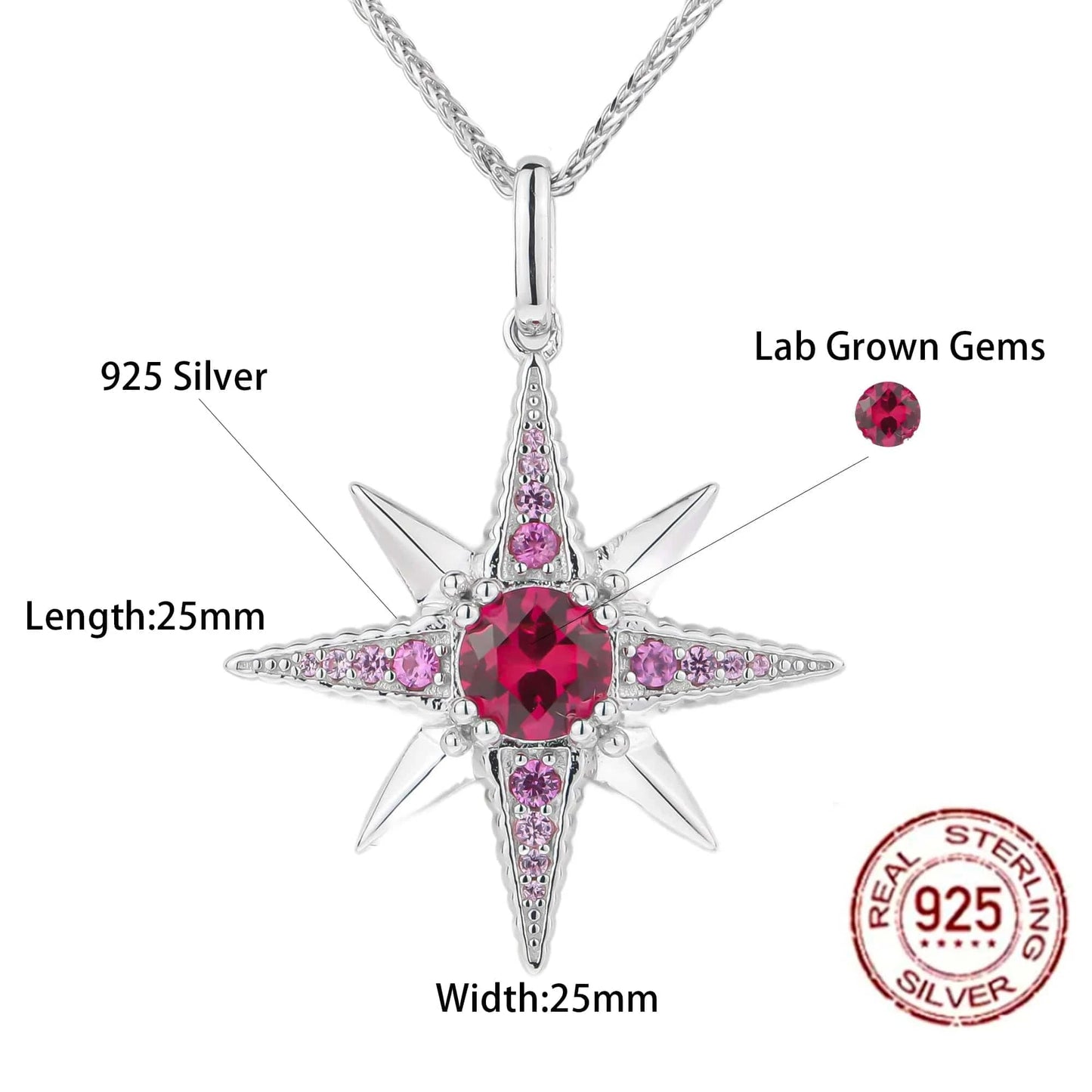 2023 Hot Selling Products 925 Sterling Silver Fashion Jewelry Moissanite Diamond North Star Pendants Necklace for Women