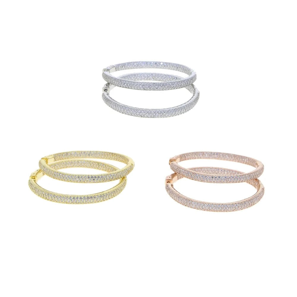 2023 iced out bling 5A cz women jewelry sparking bling silver cz diamond chain 50mm hoop earring