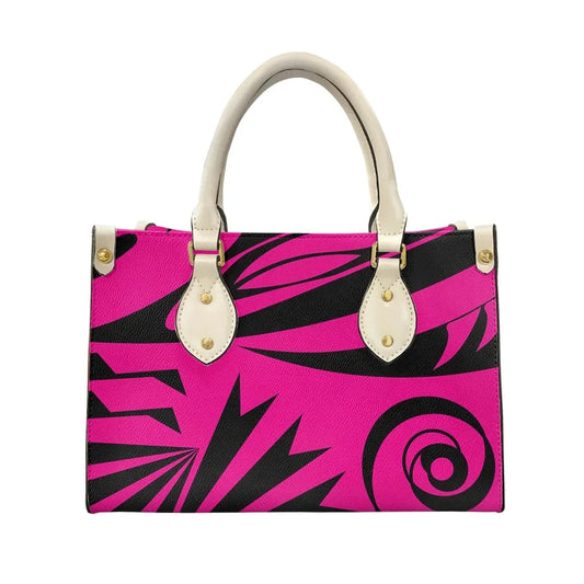 2023 Luxury Handbags for Women Polynesia Tribal Black and Pink Women's Shoulder Bags Top Handle Satchel Tote Work Bag with Strap