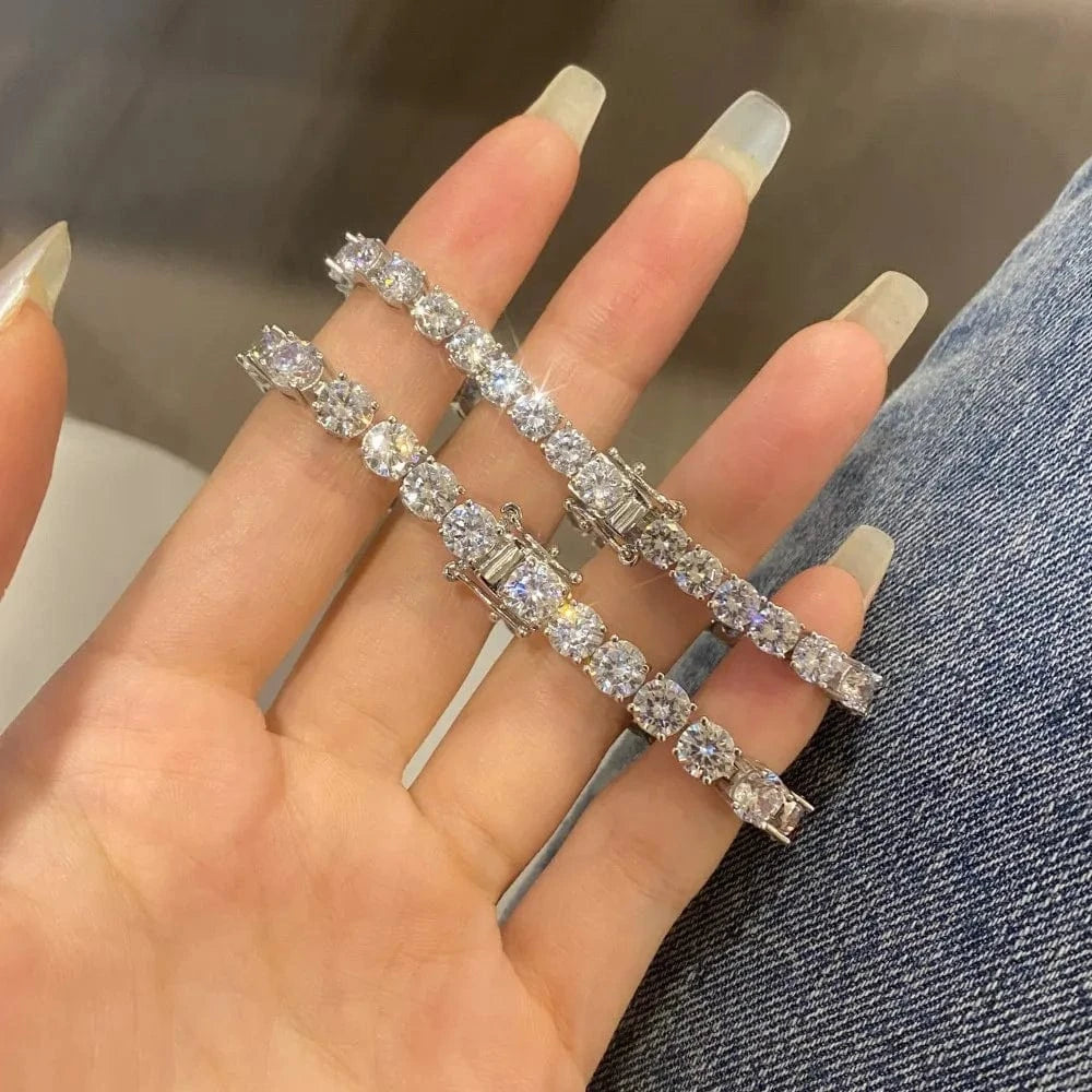 2023 new arrivals jewelry 3-6mm Color Geometric Cubic Zirconia Tennis Bracelets 925 Sterling Silver Jewelry