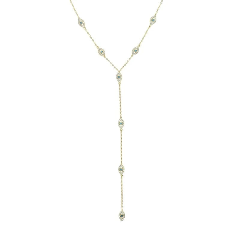 2023 New Arrived Bling Silver Gold Plated Fashion Women Jewelry 5A CZ Lariat Y Evil Eye Long Chain Necklace