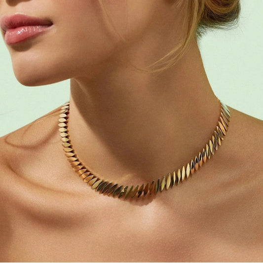 2023 New Arrived Cool Punk Styles High Polished Horse Eye Necklace Bracelet For Women Girl Fashion Jewelry Set