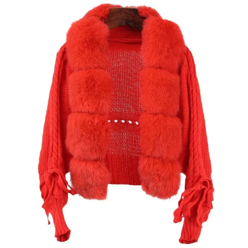 2023 New Autumn Sweater Fox Fur Cardigan Knitted Fox Fur Coat For Women
