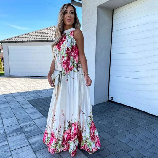 2023 New Design Spring Summer Printed Women's Dress Ethnic Sleeveless Patchwork Long Women Maxi Casual Dresses Clothing
