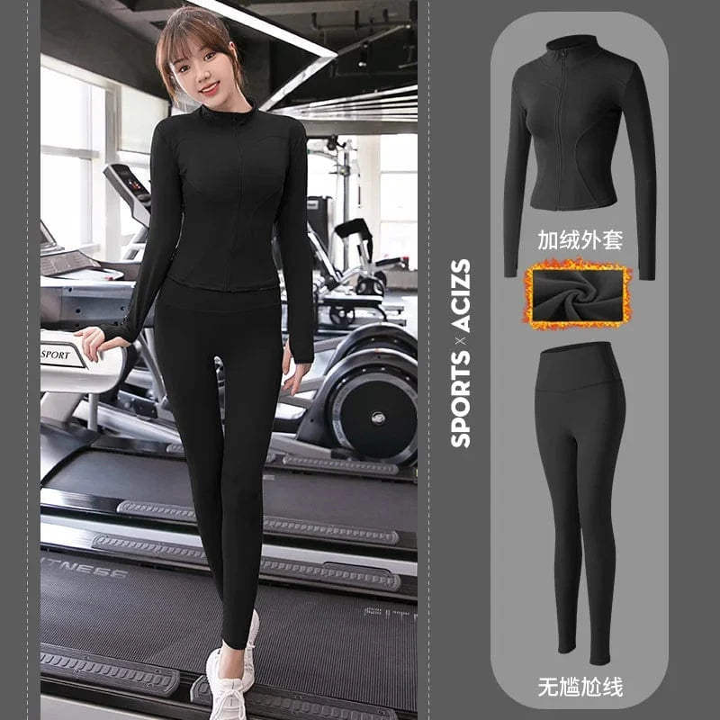 2023 New Design Women's 2-Piece Active Wear Zip Tracksuit Slim Fit Jogger Nylon Spandex Sports Jacket Top Butt Lifting Plus Size