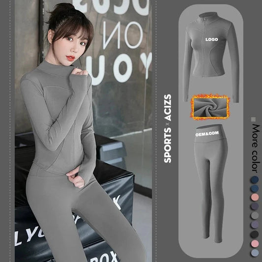 2023 New Design Women's 2-Piece Active Wear Zip Tracksuit Slim Fit Jogger Nylon Spandex Sports Jacket Top Butt Lifting Plus Size