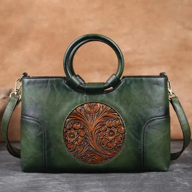 2023 New High Quality Leather Women Handbag Retro Handmade Embossed Shoulder Bag For Women Large Capacity Female Messenger Bags