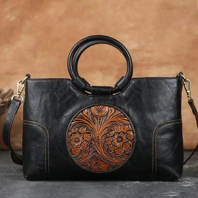 2023 New High Quality Leather Women Handbag Retro Handmade Embossed Shoulder Bag For Women Large Capacity Female Messenger Bags
