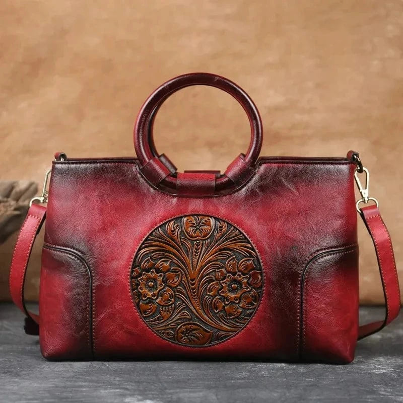 2023 New High Quality Leather Women Handbag Retro Handmade Embossed Shoulder Bag For Women Large Capacity Female Messenger Bags