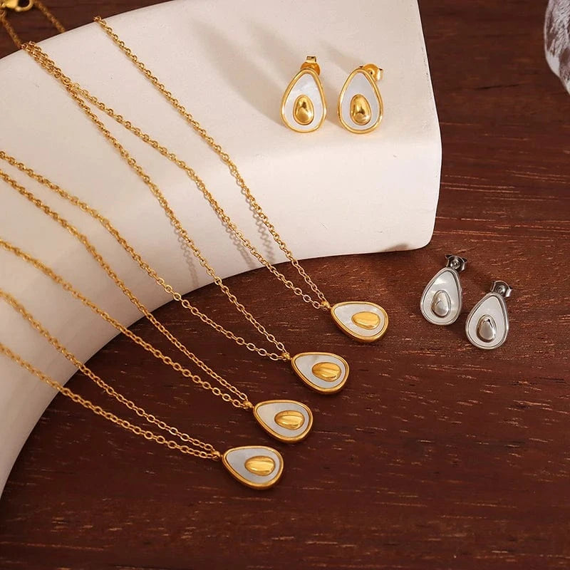 2023 new jewelry personality avocado egg shape necklace earring jewelry sets