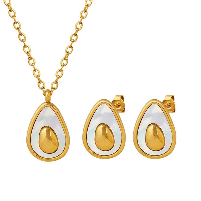 2023 new jewelry personality avocado egg shape necklace earring jewelry sets