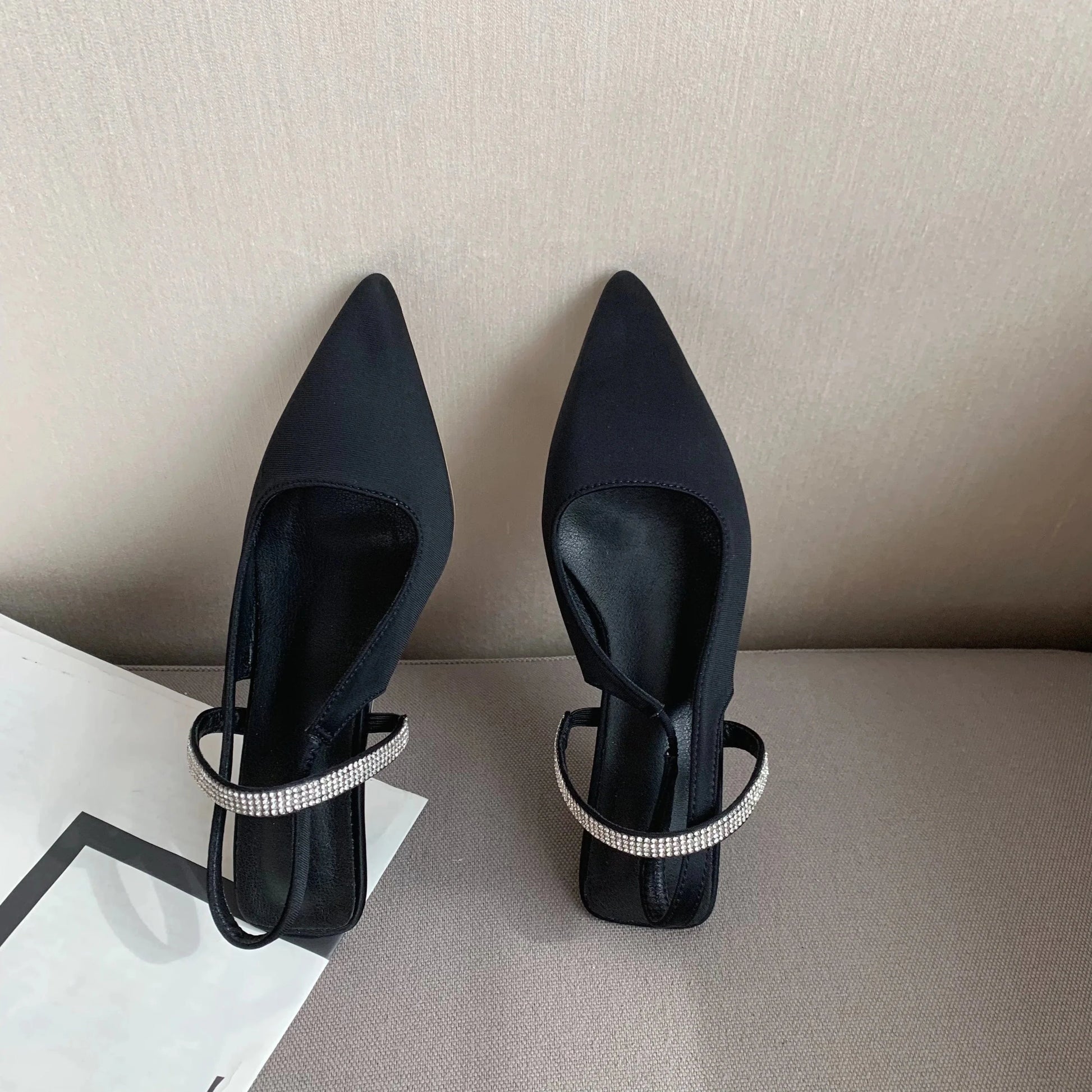 2023 new pointed toe all-match stiletto women's single shoes with high heel toe back empty sandals