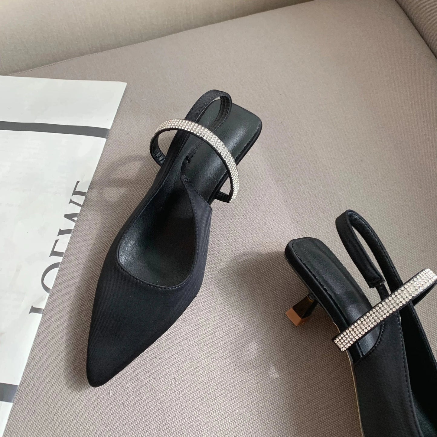 2023 new pointed toe all-match stiletto women's single shoes with high heel toe back empty sandals