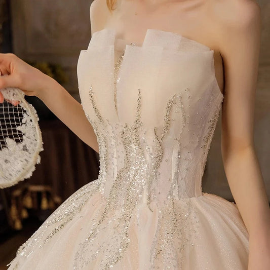 2023 OEM Custom size luxury modest wedding dresses elegant off should wedding dress guest romantic marriage wedding dresses