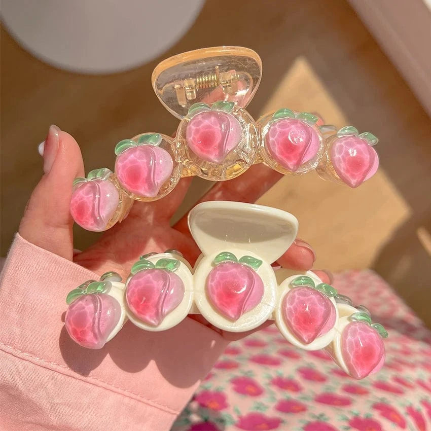 2023 Spring Korean Fashion Hair Accessories Bowknot Big Hair Clamp Pink Cute Honey Peach Hair Claw Clips For Woman Girls