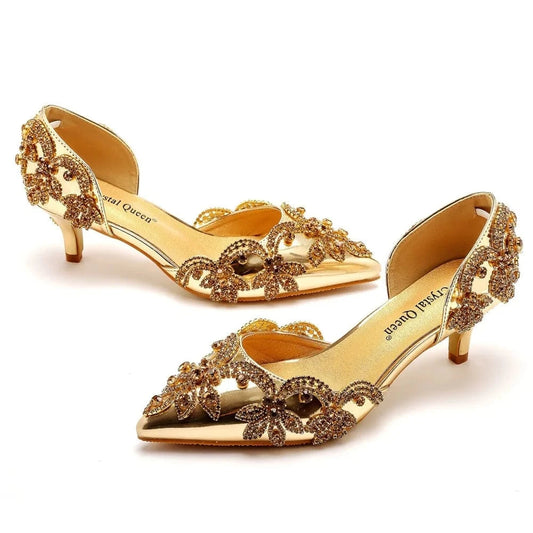 2023 Summer Sandals Women Rhinestone Decor Classic Comfortable Shoes Pointed-toe Wrap-toe Hollow Thin Heels Sandals Bridal Shoes