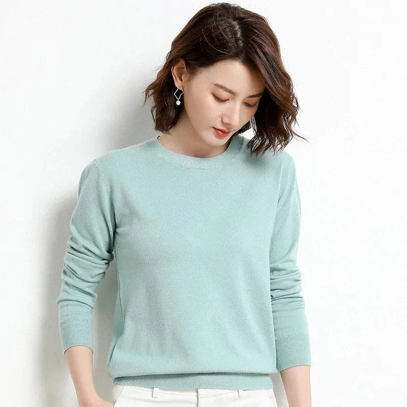 2024 Autumn And Winter New Korean Style Sweater Women's Bottoming Shirt Pullover Thin Long Sleeve All-Match Round Neck Wool