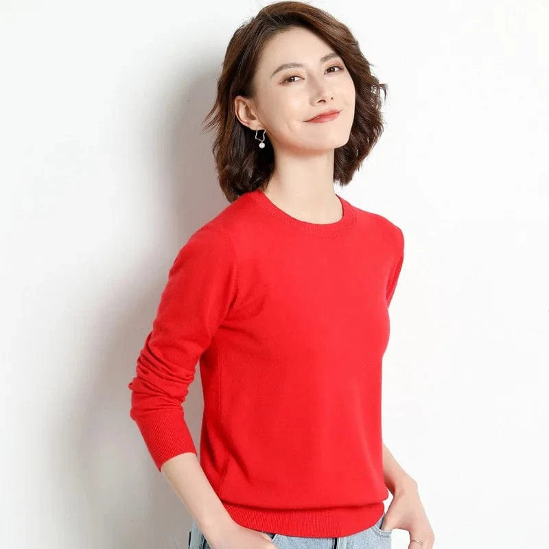 2024 Autumn And Winter New Korean Style Sweater Women's Bottoming Shirt Pullover Thin Long Sleeve All-Match Round Neck Wool