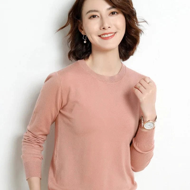 2024 Autumn And Winter New Korean Style Sweater Women's Bottoming Shirt Pullover Thin Long Sleeve All-Match Round Neck Wool