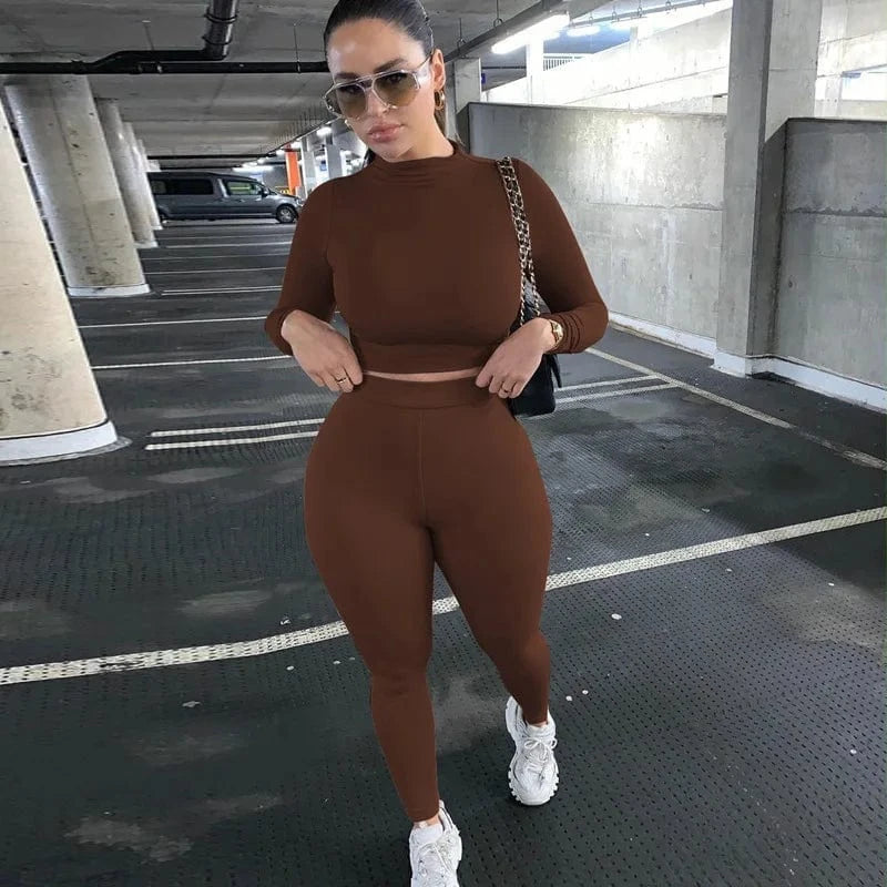 2024 Autumn and winter women's casual two-piece slim long sleeve sports suit