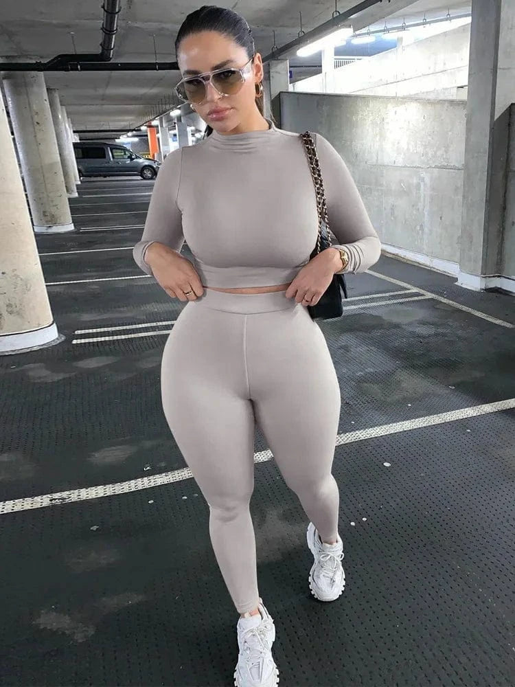 2024 Autumn and winter women's casual two-piece slim long sleeve sports suit