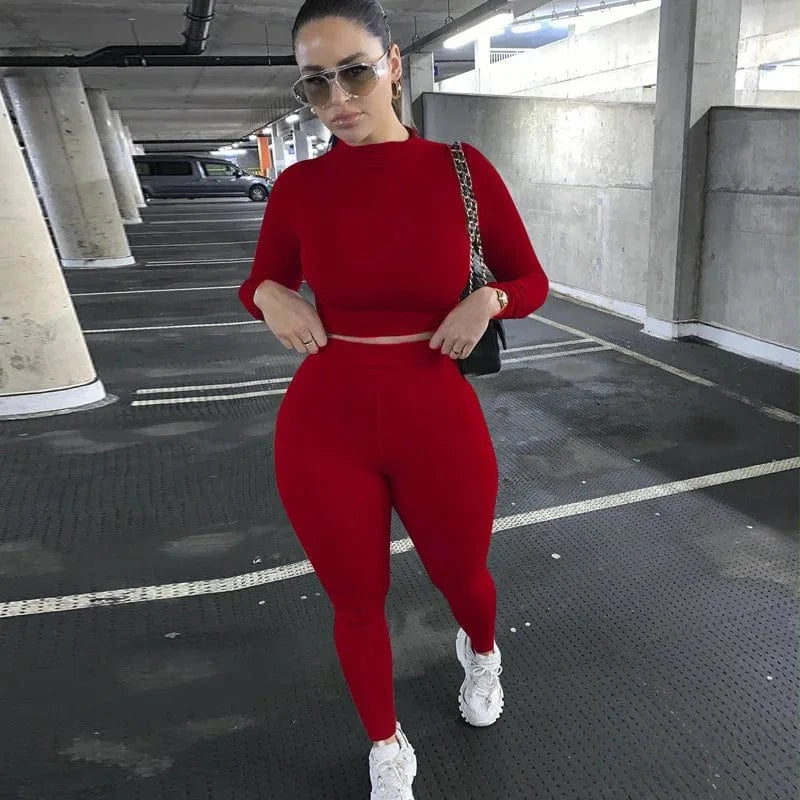 2024 Autumn and winter women's casual two-piece slim long sleeve sports suit