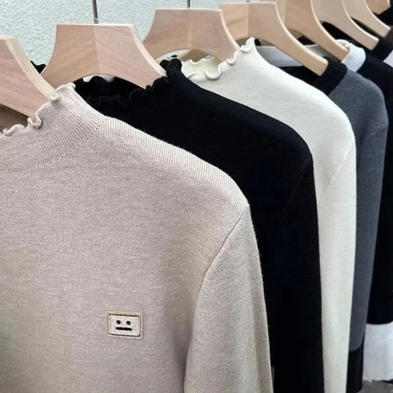 2024 autumn best-selling high-quality fashion women's solid color o collar long sleeve and fleece loose knit sweater