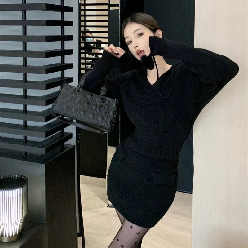 2024 autumn new arrival ladies long sleeve body fit sexy short sweater dress