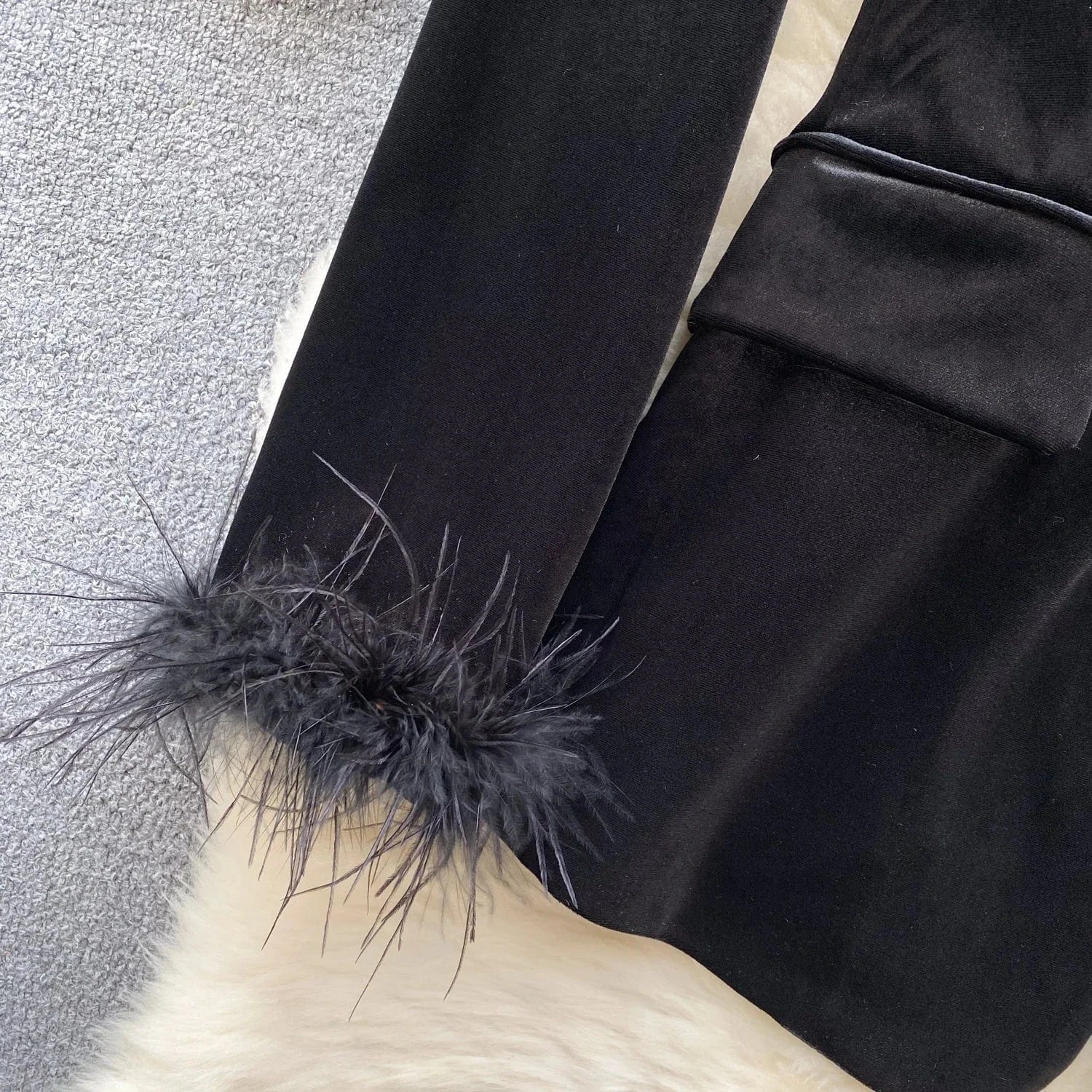 2024 Autumn New High-end Feeling Light Mature Top Patchwork Velvet Jacket Blazer Women