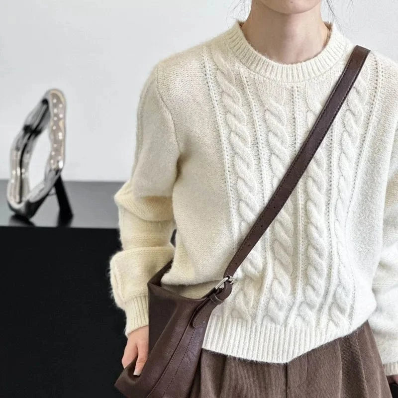2024 autumn/Winter new arrivals best-selling women's solid color O-collar long-sleeved loose pullover sweater