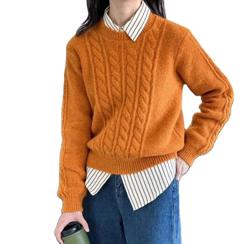 2024 autumn/Winter new arrivals best-selling women's solid color O-collar long-sleeved loose pullover sweater