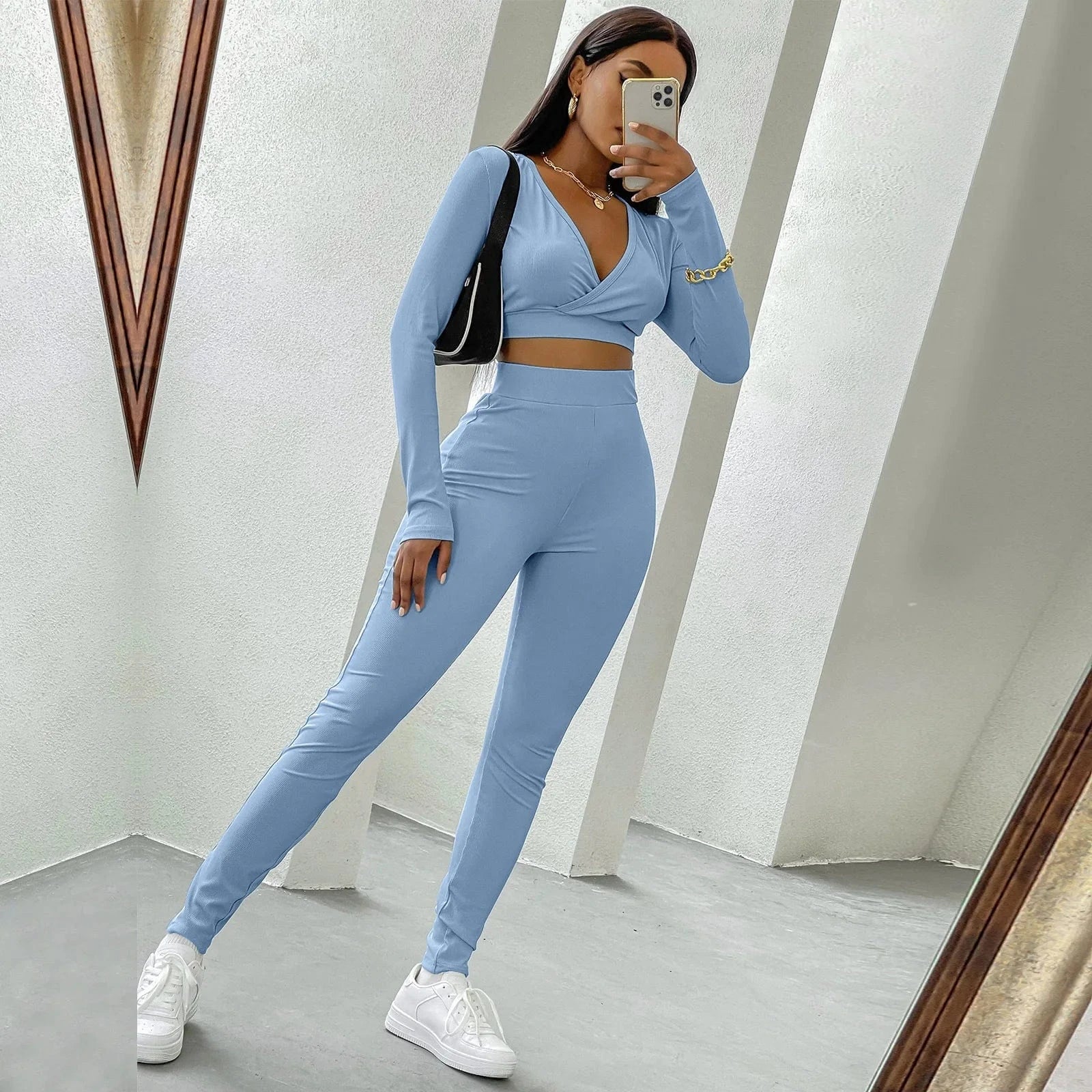 2024 autumn winter New casual tight sports suit for women two pcs gym running outside wear suits
