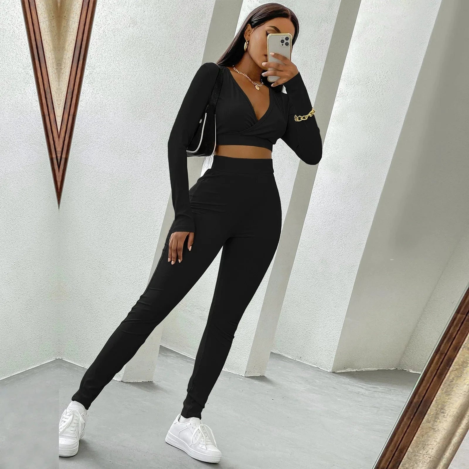 2024 autumn winter New casual tight sports suit for women two pcs gym running outside wear suits