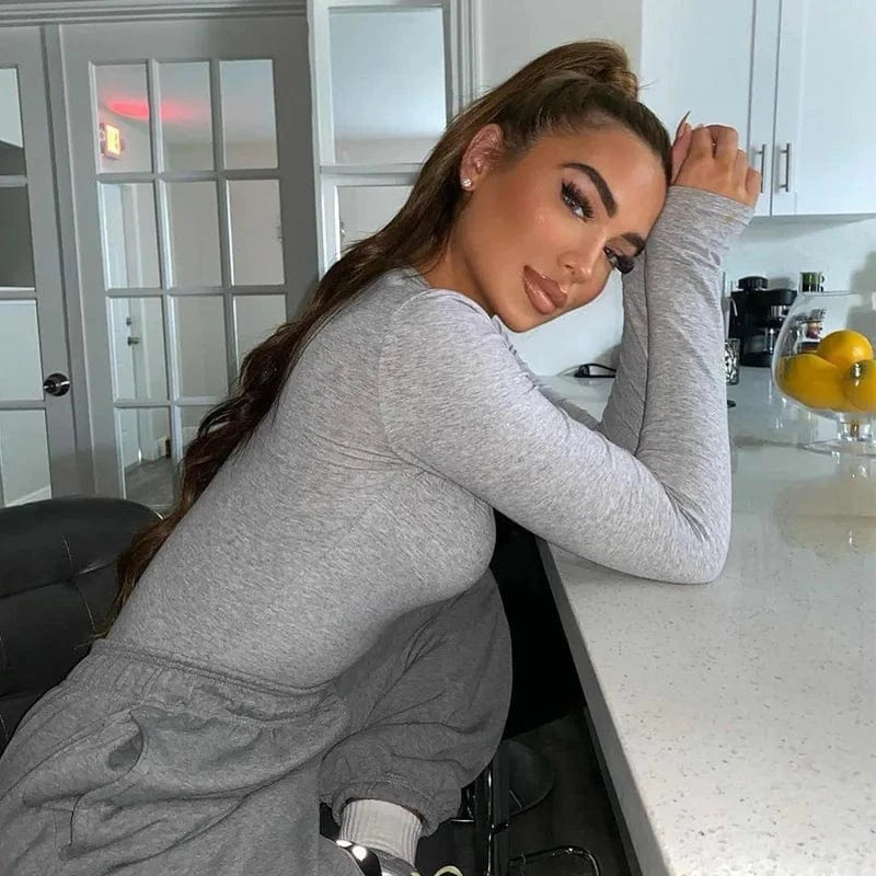 2024 Autumn winter Woman Zipper Up Solid Sexy  Long Sleeve Bodysuits