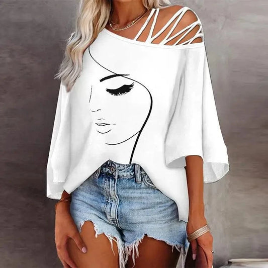 2024 autumn women clothing cotton girls half sleeve T-shirt loose printed